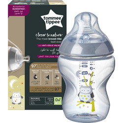 Tommee Tippee Closer To Nature Γυάλινο Μπιμπερό με Θηλή Σιλικόνης κατά των Κολικών 3m+ Ollie The Owl 260ml