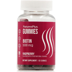Nature's Plus Gummies Biotin 5000mcg Raspberry 60 Ζελεδάκια