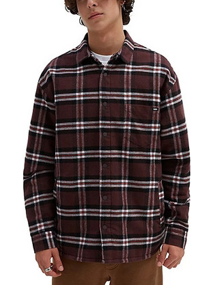 Vans Vans Kessler Ls Wove Ανδρικό Πουκάμισο Βαμβακερό Καρό Μακρυμάνικο Κανονική Γραμμή Καφέ VN0008GSCBD