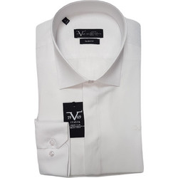 Versace 19V69 Ανδρικό Πουκάμισο Βαμβακερό Μακρυμάνικο Slim Fit Λευκό 11.31-Lucca - White