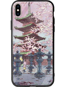 Θήκη Ukiyo-e - Cherry Blossom iPhone X / XS Groove TPU (Tempered Glass και TPU)