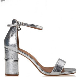 Envie Shoes Seillon Γυναικεία Πέδιλα Ασημί με Χοντρό Ψηλό Τακούνι E37-17316-21
