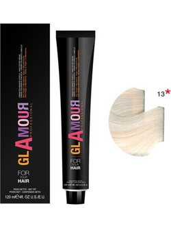 Glamour Professional Permanent Hair Color Cream 13 Ultra Lightener Anti-yellow Μόνιμη Βαφή Μαλλιών 120ml