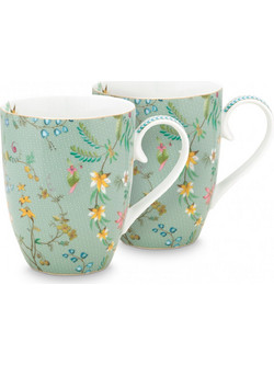 PIP STUDIO ΣΕΤ/2 ΠΟΡΣΕΛΑΝΙΝΗ ΚΟΥΠΑ JOLIE FLOWERS BLUE 350ml
