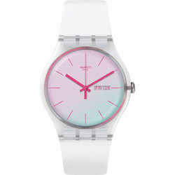 Swatch Polawhite Γυναικείο Ρολόι με Λευκό Καουτσούκ Λουράκι SO29K704