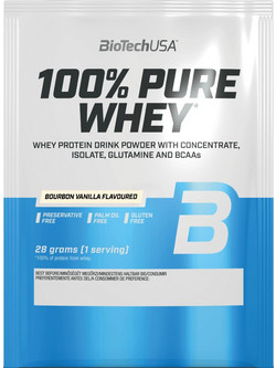 Biotech USA 100% Pure Whey Bourbon Vanilla Πρωτεΐνη Ορού Γάλακτος Γράμμωσης Χωρίς Γλουτένη 28gr