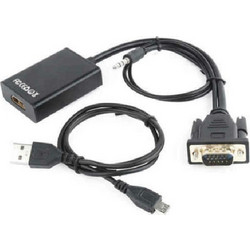 ΑΝΤΑΠΤΟΡΑΣ VGA ΣΕ HDMI ΜΕ ΗΧΟ GEMBIRD ΜΑΥΡΟ