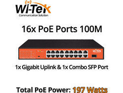 Wi-Tek WI-PS518GH Unmanaged L2 Switch με 16 Θύρες Ethernet 1Gbps και 1 SFP Θύρα