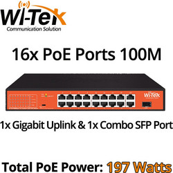 Wi-Tek WI-PS518GH Unmanaged L2 Switch με 16 Θύρες Ethernet 1Gbps και 1 SFP Θύρα