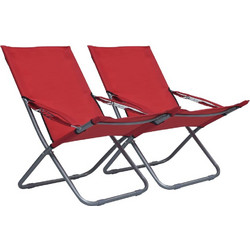 vidaXL Set Καρεκλάκι Παραλίας Κόκκινο 2τμχ 47904