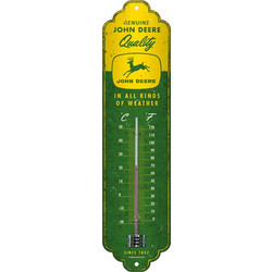 Nostalgic Θερμόμετρο John Deere Mεταλλικό με Υδράργυρο και τρύπες κρεμάσματος 28x7 cm