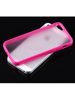 Iphone 4 4S TPU bumper Frame Matte clear back hard case cover Magenta ΟΕΜ