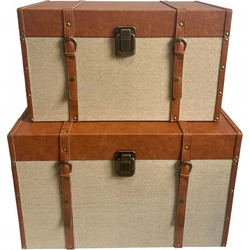RIND ΜΠΑΟΥΛΑ SET 2ΤΜΧ 64x40x40cm MDF ΜΠΕΖ ΚΑΦΕ ΥΦΑΣΜΑ