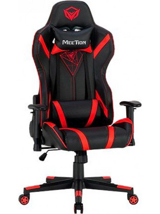 Meetion MT-CHR15 Καρέκλα Gaming Δερματίνης με Ρυθμιζόμενα Μπράτσα Μαύρη Κόκκινη