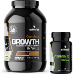 Warriorlab Complete Growth Chocolate Hazelnut Πρωτεΐνη Ορού Γάλακτος Όγκου 1.5kg + Vitamin C 1000mg 60 Ταμπλέτες
