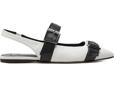 Flats Double Strap Pump KL40186 010-white lthr w/black