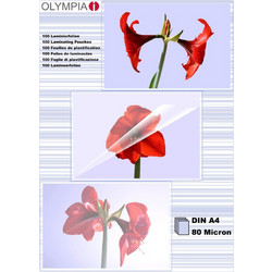 1x100 Olympia Laminating pouches DIN A4 80 micron 9166