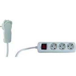 REV Multiple Socket 2m 3fold Flat Connector with switch white (0012326114)