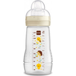 Mam Easy Active Πλαστικό Μπιμπερό με Θηλή Σιλικόνης 2m+ Hedgehog Ivory 270ml