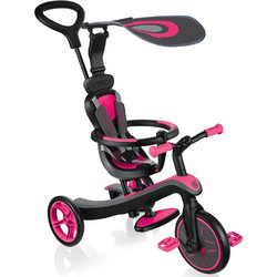 Globber Explorer 4 In 1 Τρίκυκλο Ποδήλατο με Σκίαστρο & Χειρολαβή για 10+ Μηνών Φούξια