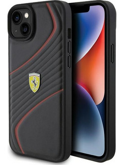 Ferrari Twist Metal Logo - θήκη για Apple iPhone 15 Plus - Μαύρο