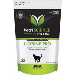 VetriScience L-Lysine Pro Συμπλήρωμα Διατροφής Γάτας για Ενίσχυση Ανοσοποιητικού 120 Δισκία