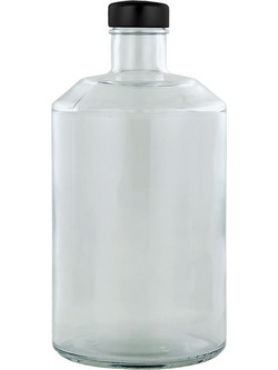 Φιάλη γυάλινη CHIARA 1000ml διάφανη φ11 5x20 5cm με μαύρο καπάκι Σετ 12 c478957