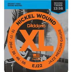 D'Addario EJ22 Σετ 6 Χορδές Ηλεκτρικής Κιθάρας Nickel Plated Steel 13-56" Medium Tension