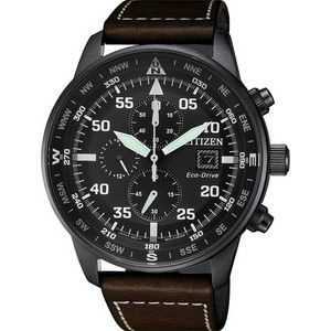 Citizen Eco-Drive Ανδρικό Ρολόι Χρονογράφος Solar με Καφέ Δερμάτινο Λουράκι CA0695-17E