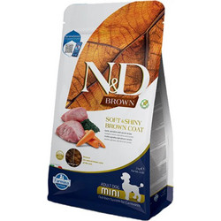 Farmina N&D Brown Grain Free Soft & Shiny Coat Mini Adult with Lamb, Spirulina & Carrot 2kg