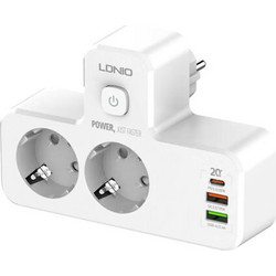 Πολύπριζο 2 Θέσεων με 2 USB-A, USB-C και Διακόπτη Ldnio SE2337