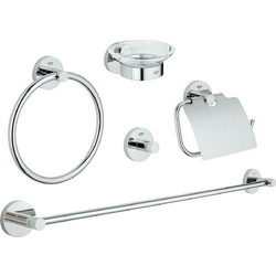 Grohe Essentials Επιτοίχιο Σετ Αξεσουάρ Μπάνιου Μεταλλικό Ασημί 5τμχ 40344001 ref10279416