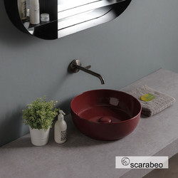 Scarabeo Glam Επικαθήμενος Νιπτήρας Μπάνιου Στρογγυλός Πορσελάνης 39x14cm Μπορντό 502-1807-830