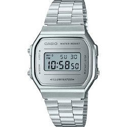 Casio Vintage Ψηφιακό Ανδρικό Ρολόι Χρονογράφος με Ασημί Μεταλλικό Μπρασελέ A-168WEM-7EF