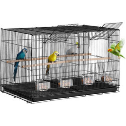 VEVOR Bird Flight Cage with Divider 18 σε Small Metal Parakeet Cage Black