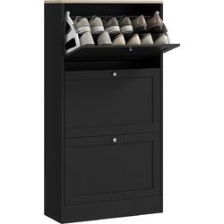 HOMCOM Παπουτσοθήκη Ξύλινη Μαύρη M60xΠ23.5xY115cm 837-399V80BK