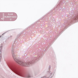 Alezori Glam 12 Rubber Base Glitter Ημιμόνιμο Βερνίκι Νυχιών