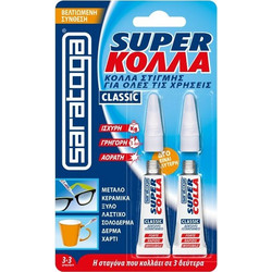 Saratoga Κόλλα Στιγμής 3gr + 3gr Τεμάχιο