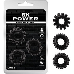 Chisa Novelties GK Power Gear Up Rings Σετ Ελαστικά Δαχτυλίδια Πέους 1.6cm Μαύρα 3τμχ