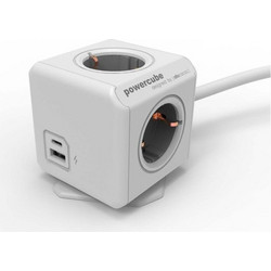 Πολύπριζο 4 θέσεων & 1xUSB/1xUSB-C με καλώδιο 1,5 μέτρo Γκρι 10436/DEEUAC Allocacoc PowerCube-10436/DEEUAC-Γκρι 10436/DEEUAC