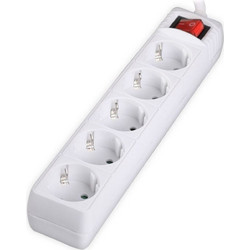 LAMTECH POWER STRIP WITH SWITCH 5 OUTLETS WHITE 1.5M