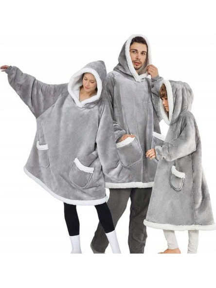 Hoodie Oversized Κουβέρτα Βαμβακερή Φούτερ με Κουκούλα Και Τσέπες XXL, Σε Γκρι Χρώμα - Aria Trade