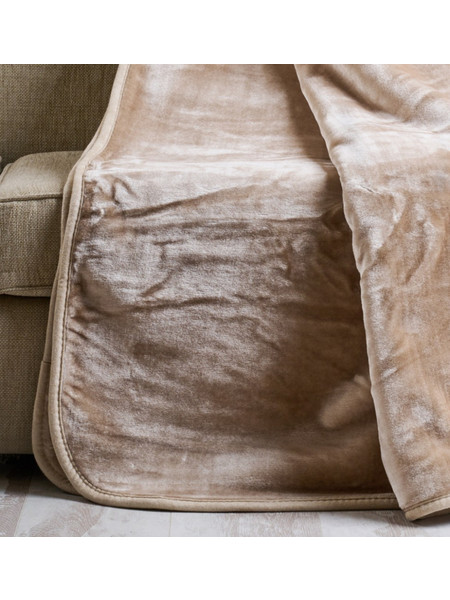 Κουβέρτα Μονόχρωμη Βελούρ Flat Silk Touch - Beige, Υπέρδιπλο (220x240)