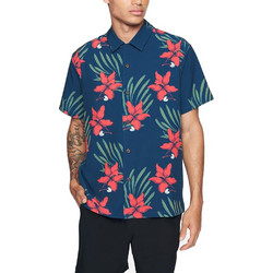 Hurley Ανδρικό Πουκάμισο Κοντομάνικο CZ6659-494 Blue