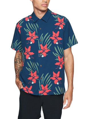Hurley Ανδρικό Πουκάμισο Κοντομάνικο CZ6659-494 Blue