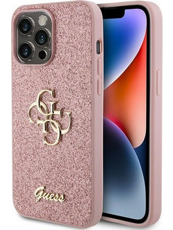 Guess Fixed Glitter 4G Metal Logo - iPhone 15 Pro - Ροζ