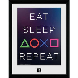 PLAYSTATION - Framed print Eat Sleep Repeat (30x40) Videogames NEW