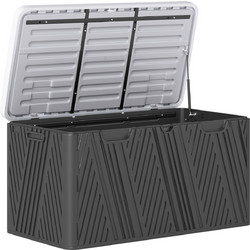 Outsunny Πάγκος Κοντενιτόρε 380L σε HDPE με 2 Πλαϊνές Λαβές και Αέριο Ανύψωσης, 115x60x60 εκ. Μαύρο και Γκρι 84G-733V00BK