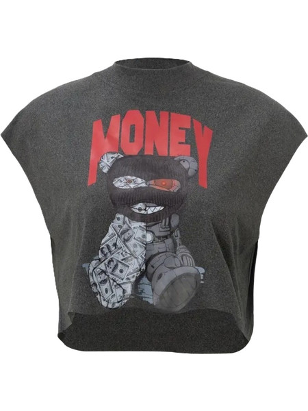Ghetto Bear Money Mask Crop Top For Women's
