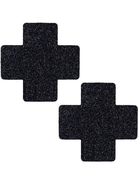 Glitter Cross Nipple Pasties Stickers Black